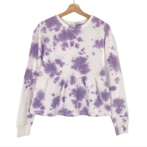 BP Tie Dye Purple Sweatshirt Babydoll Ruffle Large Nordstrom